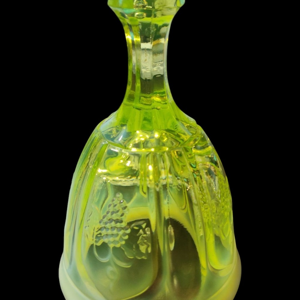 Vintage Green Glass Bell Uranium Vaseline